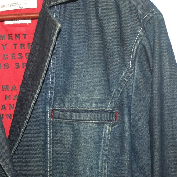Indian Terrain 100% Cotton Vintage Jean Men's Jacket Coat Size Large - Picture 4 of 11
